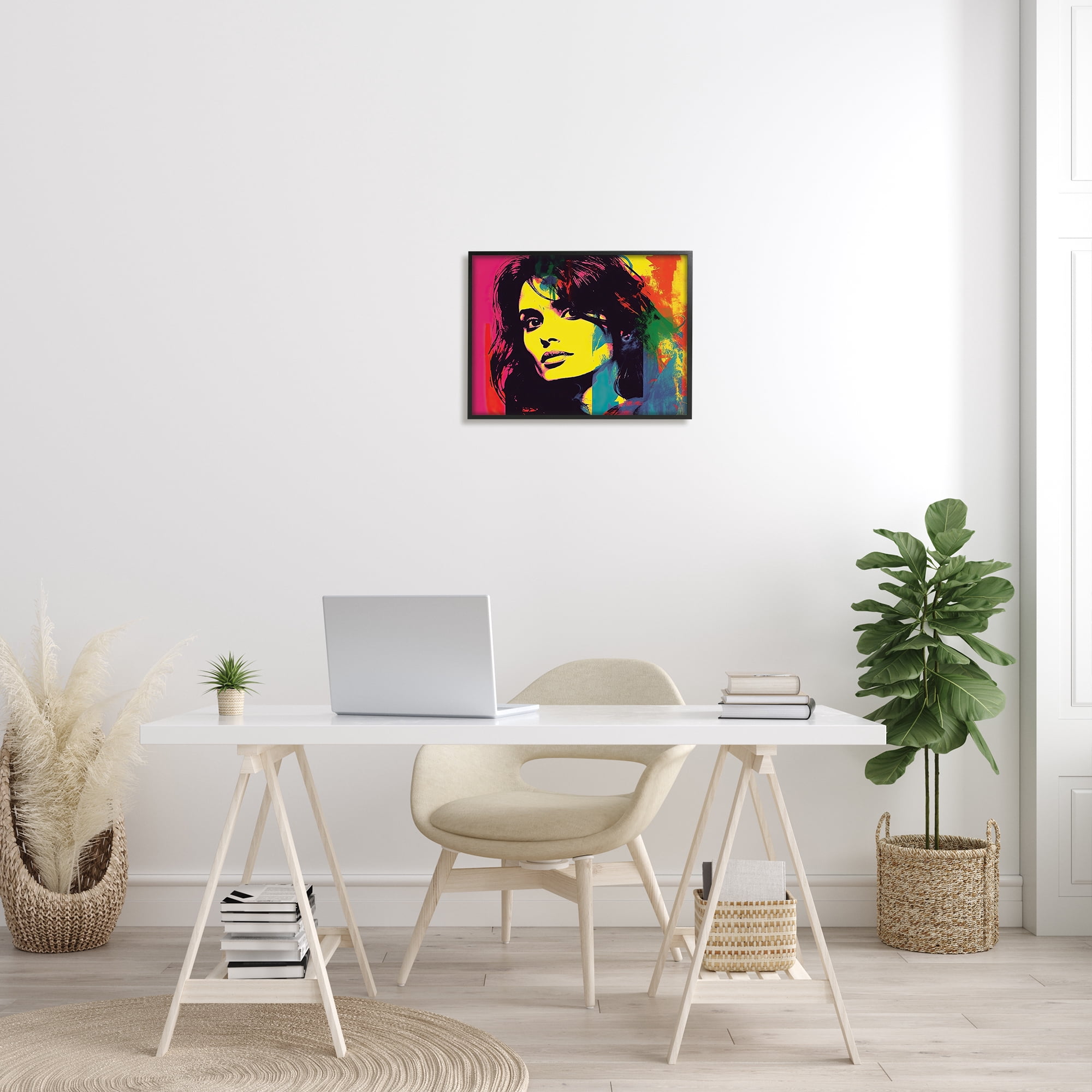 Stupell Industries Penelope Cruz Portrait Abstract Painting Black Framed Art Print Wall Art, 20 x 16