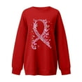 thumbnail image 4 of Fayshow0 Breast Cancer Awareness Accessories Support T-Shirt for Women Women's Round Printed Loose Fitting Sweatshirts Long Sleeve Hoodless Sweatshirts Red, 4 of 4