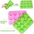 thumbnail image 3 of 2 Packs Flowers Silicone Non-Stick Mold, Chainplus Bake Mold for Cake, Jelly, Pudding, Chocolate, Cupcake, 12-Cavity Muffin Pan, Baking Pans with Flowers and Heart shape. - Pink, Green, 3 of 6