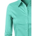 thumbnail image 5 of Made by Olivia Women's 3/4 Sleeve Stretchy Button Down Collar Office Formal Casual Blouse Shirts Top, 5 of 6