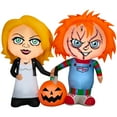thumbnail image 2 of Chucky & Bride with Pumpkin Yard Inflatable + Hyper Tough 25FT Tri-Outlet Outdoor Extension Cord, 2 of 6