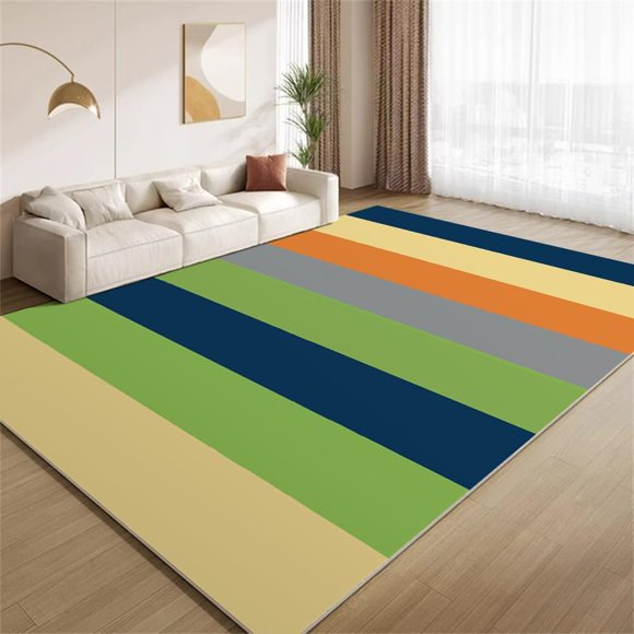 Vintage Simple Stripes Area Rugs, Colorful Rough Stripe Design Carpet, Soft Washable Non Slip Non Shedding Low Pile Rug for Living Room Bedroom Entrance Foyer Decor Mat 3x4ft