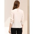 thumbnail image 3 of INSPIRE CHIC Haut de Travail à Col Rond Trou de Serrure Plissé Manches 3/4 Rouge Vin G, 3 of 6