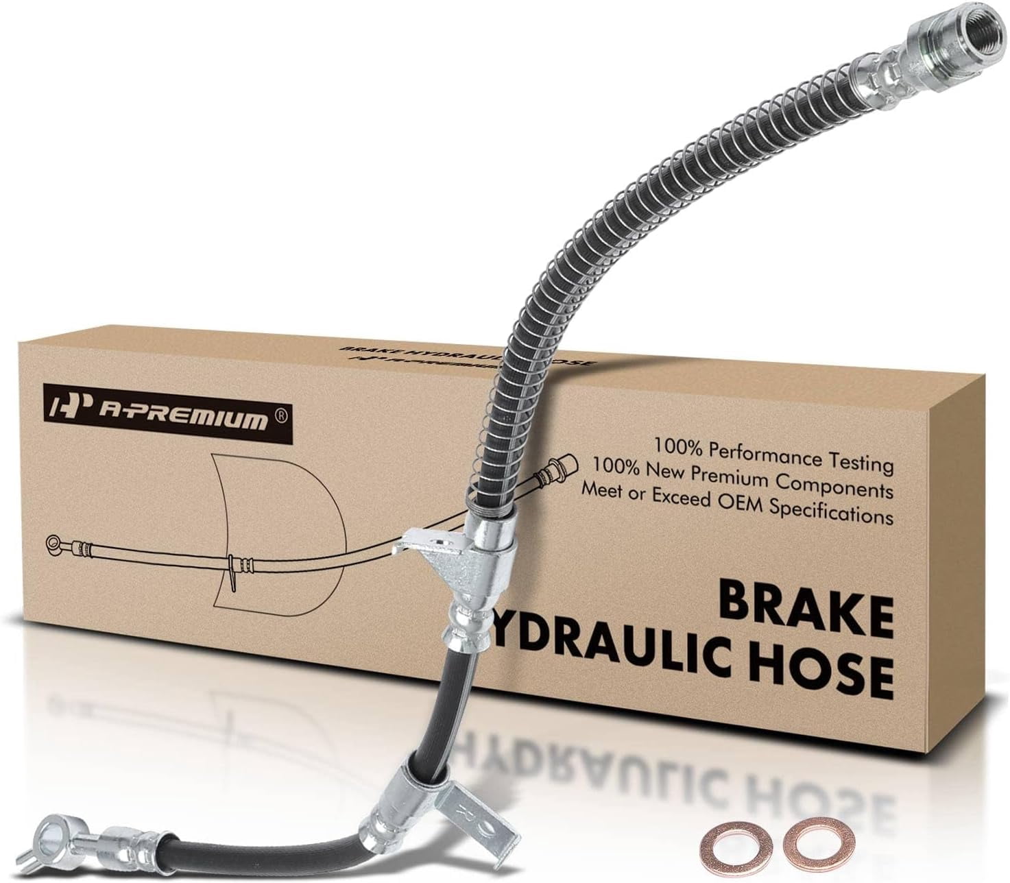 A-Premium Rear Center Brake Hose For Ford F-150, F-250, F-350 & Bronco – EPDM Rubber, 17.95 Inch