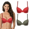 thumbnail image 3 of Curve Muse Women's Light Lift Add 1 Cup Push Up Underwire Convertible Tshirt Bra-2PK-RED,GREEN-42B, 3 of 7