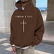 thumbnail image 1 of MHFRRA Sudadera con Capucha y Diseño de Jersey, Informal, Cómoda y Urbana para Creyentes Café, 1 of 3