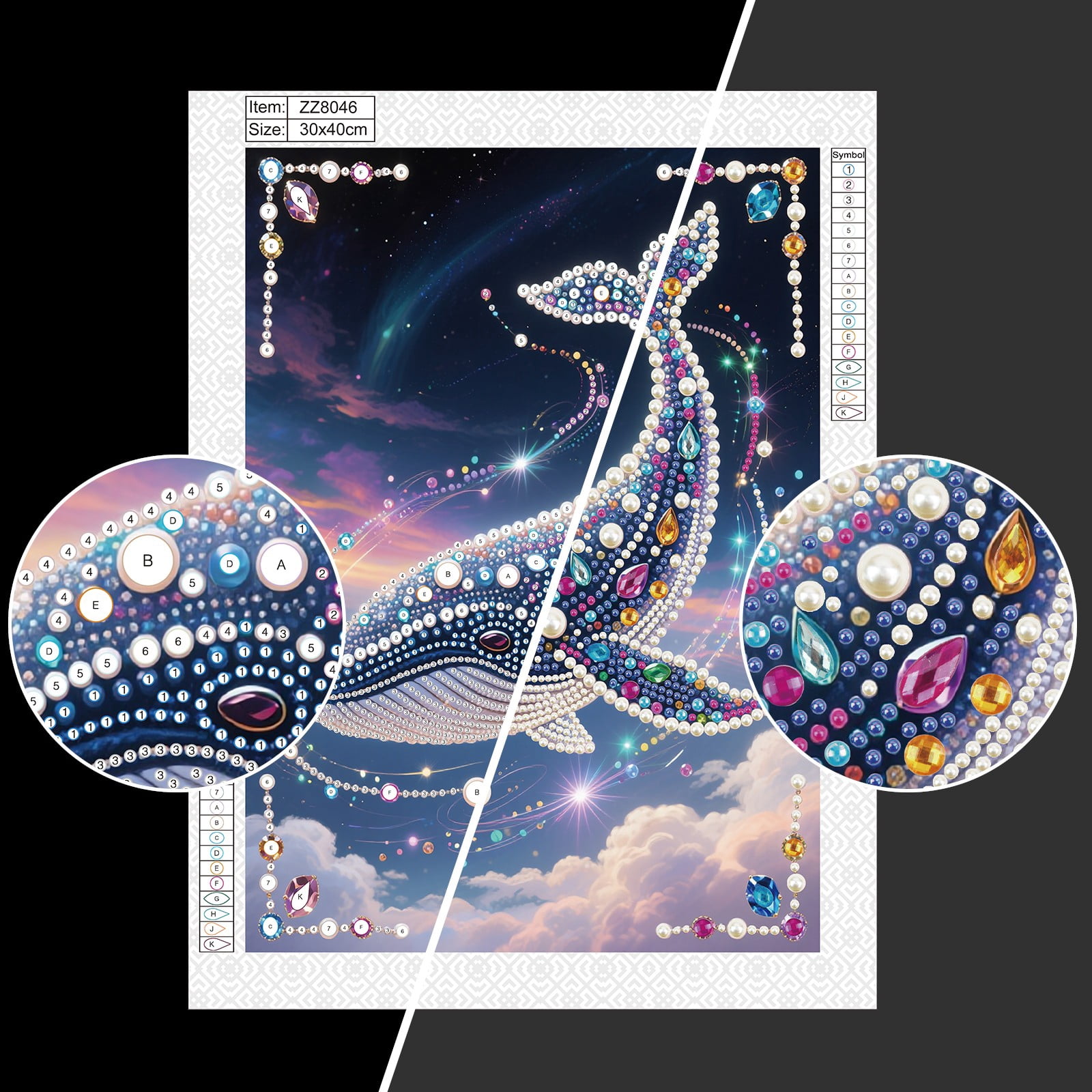 FLOPESN DIY Gemstone Pearl Diamond Art Painting Kit Unframed, 9.84X13.78in, Colourful Canvas Holiday Present Home Wall Decor Unframed-Whale-1