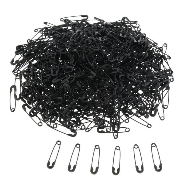 Imperdibles de aguja de metal brillante niquelados, dos tamaños disponibles, 18 mm/000# 500PCS 18mm negro