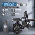 thumbnail image 3 of 2Pack F12 Electric Bike for Adults Teens, 1200W Peak Motor, 25MPH Folding E-Bike, 48V 13Ah Removable Battery, 3-speed Ebike with R-seat, 14" Compact Electric Bicycle with Pedals for Commuting,UL2849, 3 of 9