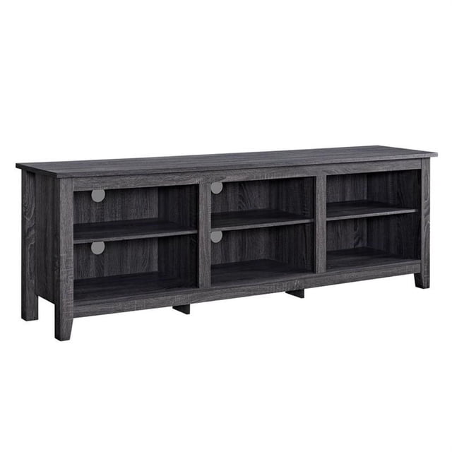 Pemberly Row Meuble Télé Multimédia Simple en Bois de 70 Pouces Console de Rangement - Charbon