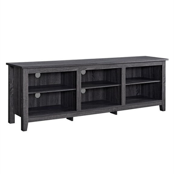 Pemberly Row 70" Simple s Wood Media TV Stand Storage Console - Charcoal