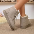 thumbnail image 4 of Women's Slip on Ankle Boots, Fall Winter Round Toe Lace Up Flat Warm Fleece Lined Cotton Boots with Breathable Upper and Non Slip Sole, Cozy Winter Footwear for Cold Weather Daily Wear, 4 of 7