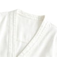 thumbnail image 5 of AherBiu Jean Cardigan for Women Button down V Neck Collarless Long Sleeve Oversized Denim Jacket with Pockets(X-Large,White), 5 of 8
