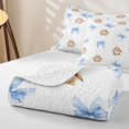 thumbnail image 4 of Manfei Wild Animal Rabbit Quilt Full,Blue Princess Bowknot Full Bedspread Sets,3-Piece,1 Coverlet and 2 Pillowcases, 4 of 7