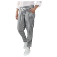 thumbnail image 1 of Pantalons en Coton et en Lin à Rayures Décontractés et Respirants, 1 of 6