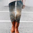 thumbnail image 7 of Endives Women's Legging High Waisted Milky Way Print Stretchy Yoga Legging Workout Pants Casual Daily Wear Light Blue, 7 of 7