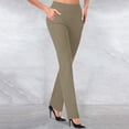 thumbnail image 2 of SELONE Green Flare Leggings Plus Size Tall Mid Waist Trouser Full Length Bootcut Loose Casual Long Trousers Pull on Solid Soft Lightweight Comfortable XL Tall Breathable Summer Clothes, 2 of 5