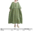 thumbnail image 4 of Vestido vintage de lino y algodón para mujer, estampado floral, cuello redondo, media manga, 4 of 8