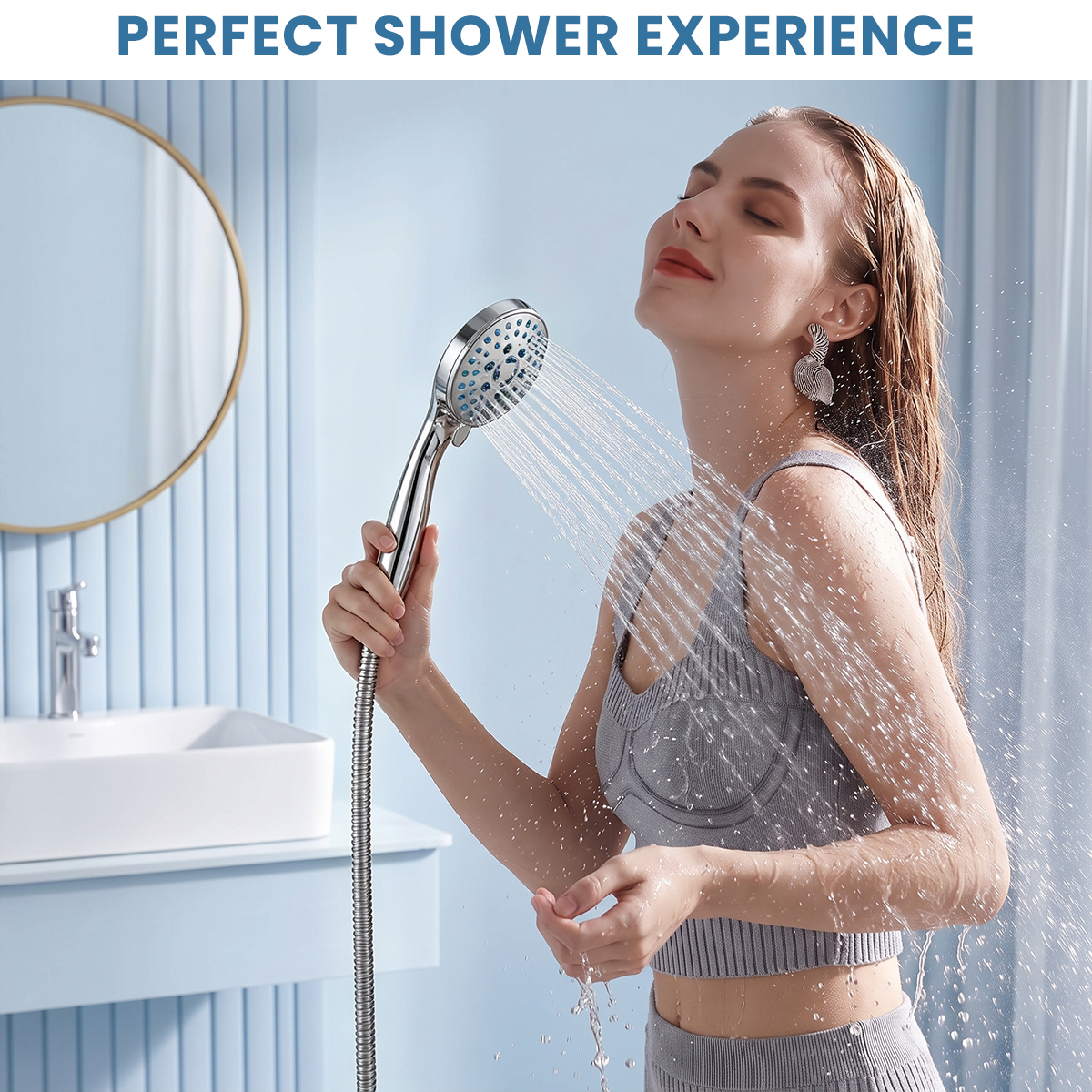 Cshidworld 5-Function High Pressure Handheld Shower Head, Chrome photo 6