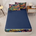 thumbnail image 4 of jejeloiu Colorful Paisley Zipper Twin Comforter Sets with Fitted Sheet and 2 Pillowcases For Men Women,Bohemian Pattern Zipper Bedding Set,Dark Multi,Navy Blue Reversible,4-Piece, 4 of 7