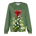 thumbnail image 6 of Christmas Clothes Women Crewneck Sweatshirts Loose Fit Long Sleeve Holiday Festive Outfits Xmas Printed Tops (XL, Green), 6 of 6