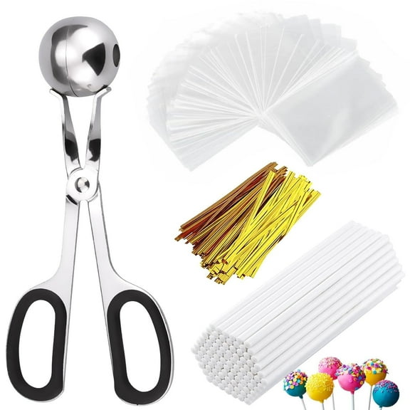 Lollipop Cake Pop Maker Kit with 100Stick,100Parcel Bags,100Twist,1Cake Pop Mold