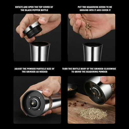 

Stainless Steel And Pepper Grinder Set Of 2 Adjustable Ceramic Sea Grinder Pepper Grinder Glass And Pepper Shakers Pepper Mill Mill W Funnel EBook Steel Kitchen Aid