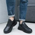 thumbnail image 2 of Snow Boots for Men Platform Soft Sole Lace up Waterproof LeatherWinter Booties Furry Lined Warm Winter Sneakers Black Size 9.5, 2 of 7