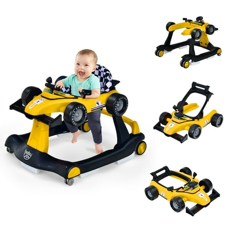 UPC: 6975212715094 | Babyjoy 4-in-1 Baby Walker Foldable Activity Push Walker Adjustable Yellow