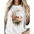 thumbnail image 2 of Women's T-Shirt Moon Mushrooms Flowers Short Sleeve Casual Tee Classic Crew Neck T Shirt for Women White, 5XL, 2 of 7