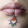 thumbnail image 1 of Party Accessories Silver Color Zirconia Gold Color Non-piercing Lip Clip Cuff Non Piercing Jewelry Fake Labret Piercing Lip Stud Fake Lip Ring SILVER 1, 1 of 8