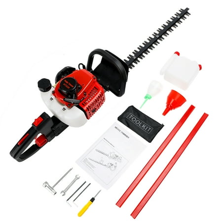 TOPTENG 26cc 2-Cycle Gas Powered Hedge Trimmer  double sided blade 24   recoil gasoline trim blade  Fast charger Red&Black