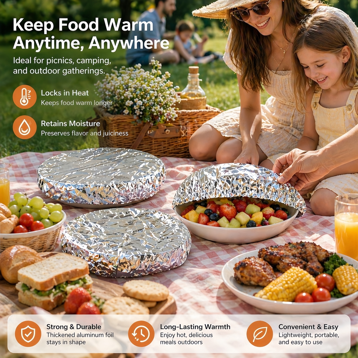 80Pcs Reusable Aluminum Foil Bowl Covers – Elastic Food Covers for Bread Proofing, Heat-Resistant, Food Storage, Kitchen and Outdoor Use, 8-13 Inch Diameter, 2 Sizes