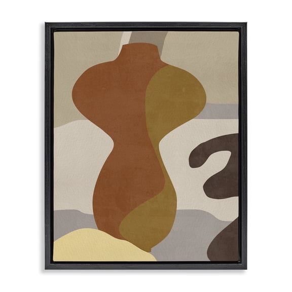Stupell Industries Eclectic Earthy Boho Vase Black Floating Frame Canvas Art, 17 x 21, by Melissa Wang