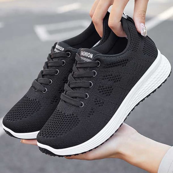 XIMIN Women's Mesh Sneakers Slip On Walking Low Tops Shoes Running Shoes Lightweight Gym Trainers Shoes Non Slip Workout Shoes Round Toe Lace Up Casual Tennis Shoes