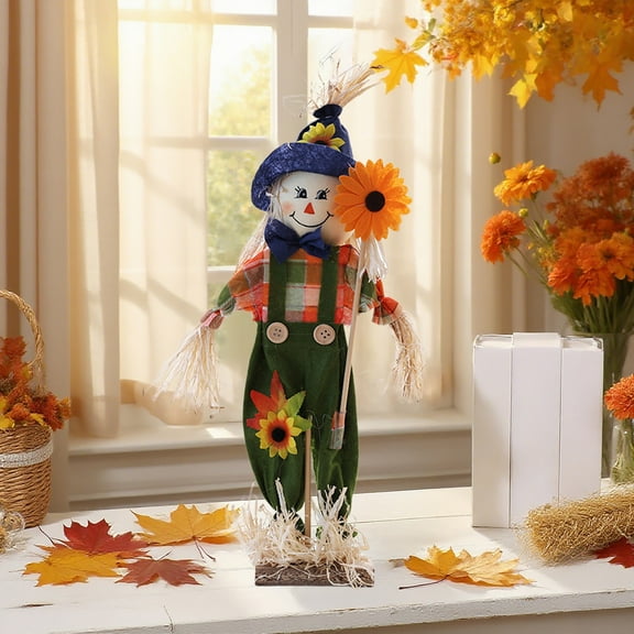 Daiosportswear 1PC 15.7in Fabric Straw Halloween Scarecrow Decoration,Handcrafted Minimalist Exquisite Durable Lightweight,for Fall Harvest Festival Halloween Party Home Porch Cafe Decor Gift