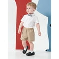 thumbnail image 4 of famuka Baby Boy Summer Suit Short Sleeve Button Down Shirt Shorts Outfit Wedding Clothes, 4 of 11