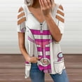 thumbnail image 2 of Doc Mcstuffins Costume Womens Summer V Neck Zipper Top Short Sleeve T Shirt Off Shoulder Top Casual Classy Loose Shirts, 2 of 7