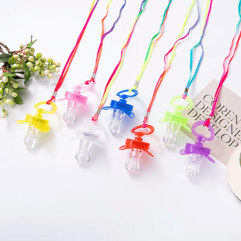 50pcs LED Pacificers LED Light Up Pacifiers Necklace Flashing Pacifiers Whistles LED Rave Pacifiers Glowing Pacificer Glow in The Dark Party Favors for Halloween,Christmas,Birthday