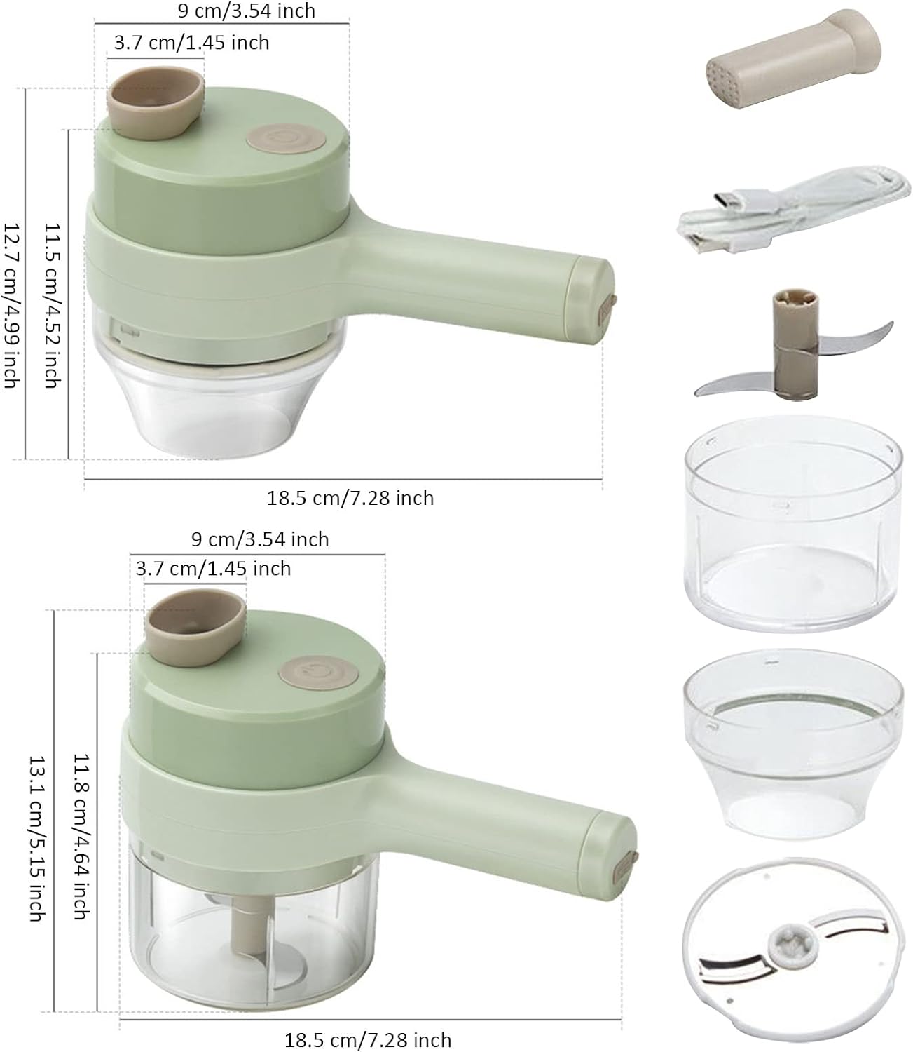 LINLIN Electric Vegetable Cutter Set, 200ml Food Processor Hand Held Multifunctional Chopper Dicer Slicer, 1500mHA Wireless Food Processor Onion Chopper Vegetable Garlic Slicer