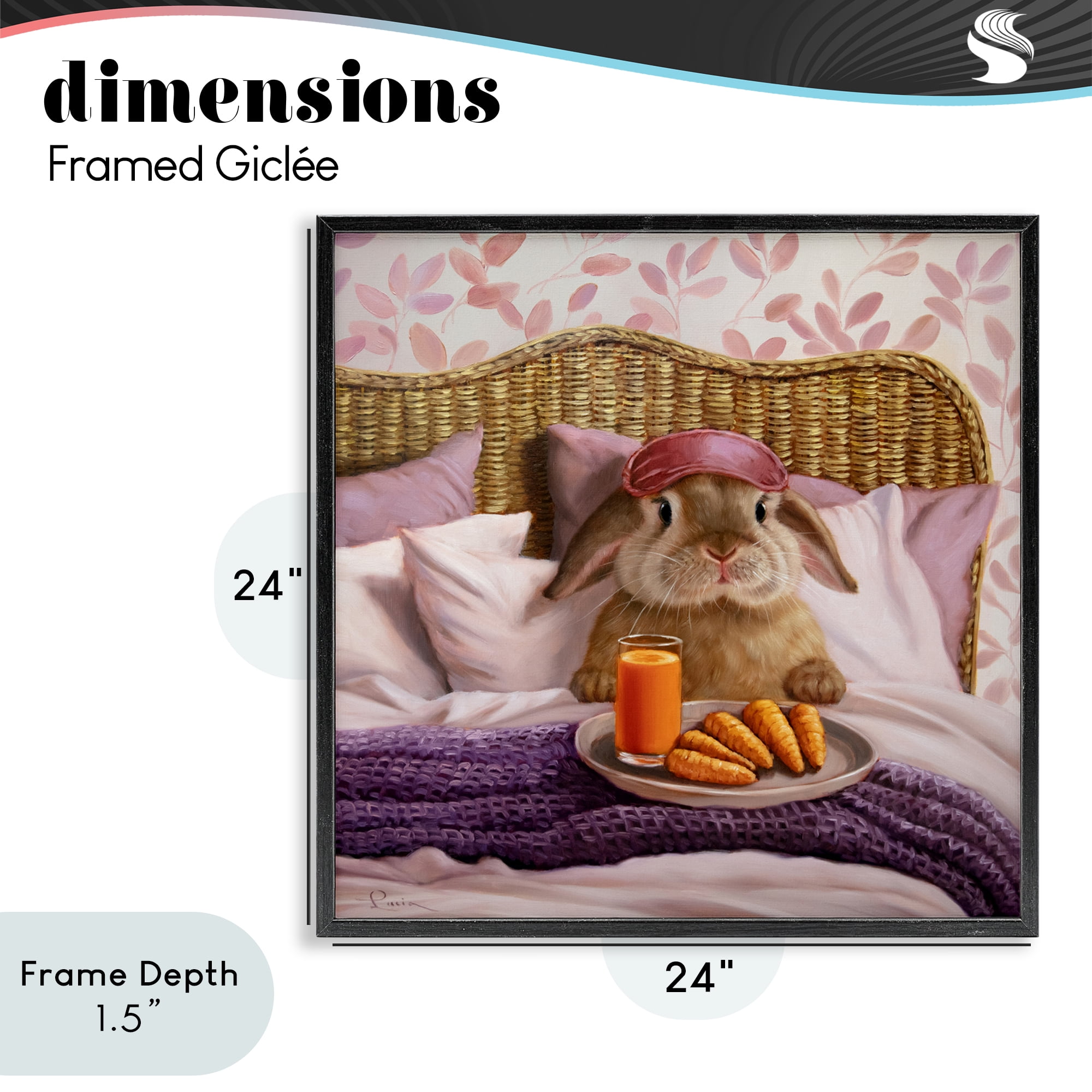 Stupell Industries Hoppy Meal Bunny in Bed Black Framed Giclee Art, design by Lucia Heffernan