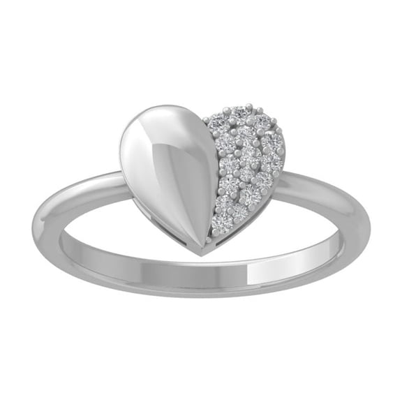 ARAIYA FINE JEWELRY Sterling Silver Round Diamond Heart Ring (1/10 cttw, I-J Color, I2-I3 Clarity), Size 8.5