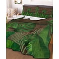 thumbnail image 3 of Quilts Full Size Bedding Set, Tropical Leaves Lightweight Quilted Comforter, Summer Botanical Monstera Leaf Wooden Brown Reversible Bedspread Coverlet with Pillow Covers for All Season, 78" x 90", 3 of 7