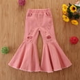 thumbnail image 4 of EnJoCho Fashion Flare Pants for Girls Toddler Kids Denim Bell Bottom Pants Baby Girl Ruffles Flare Ripped Jeans Trousers for Kids 1-6Y, 4 of 8