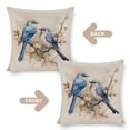 thumbnail image 3 of Pillow Case Elegant Blue Gray Birds Watercolor Wildlife Linen Cushion Case Outdoor Home Decoration Forest Wildlife Birds Tree Branches Pillow Protectors 16"x16" for Living Room Bedroom, 3 of 7
