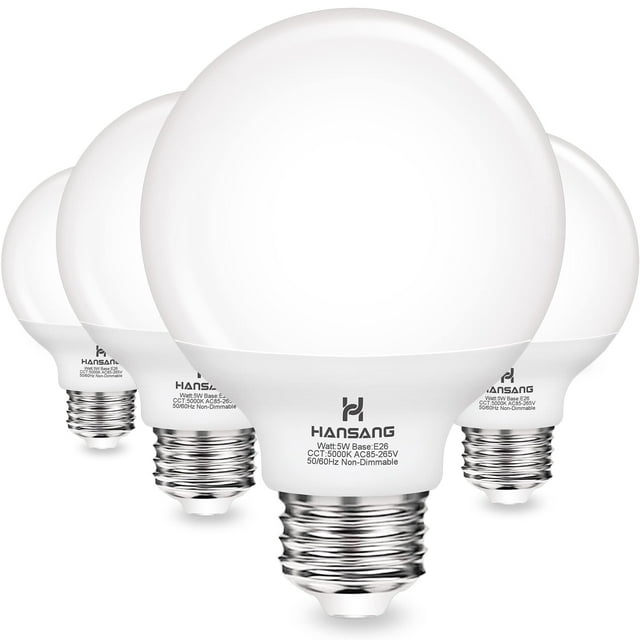 Bombillas LED tipo globo Hansang G25, 9 W, 5000 K, luz diurna, paquete de 4