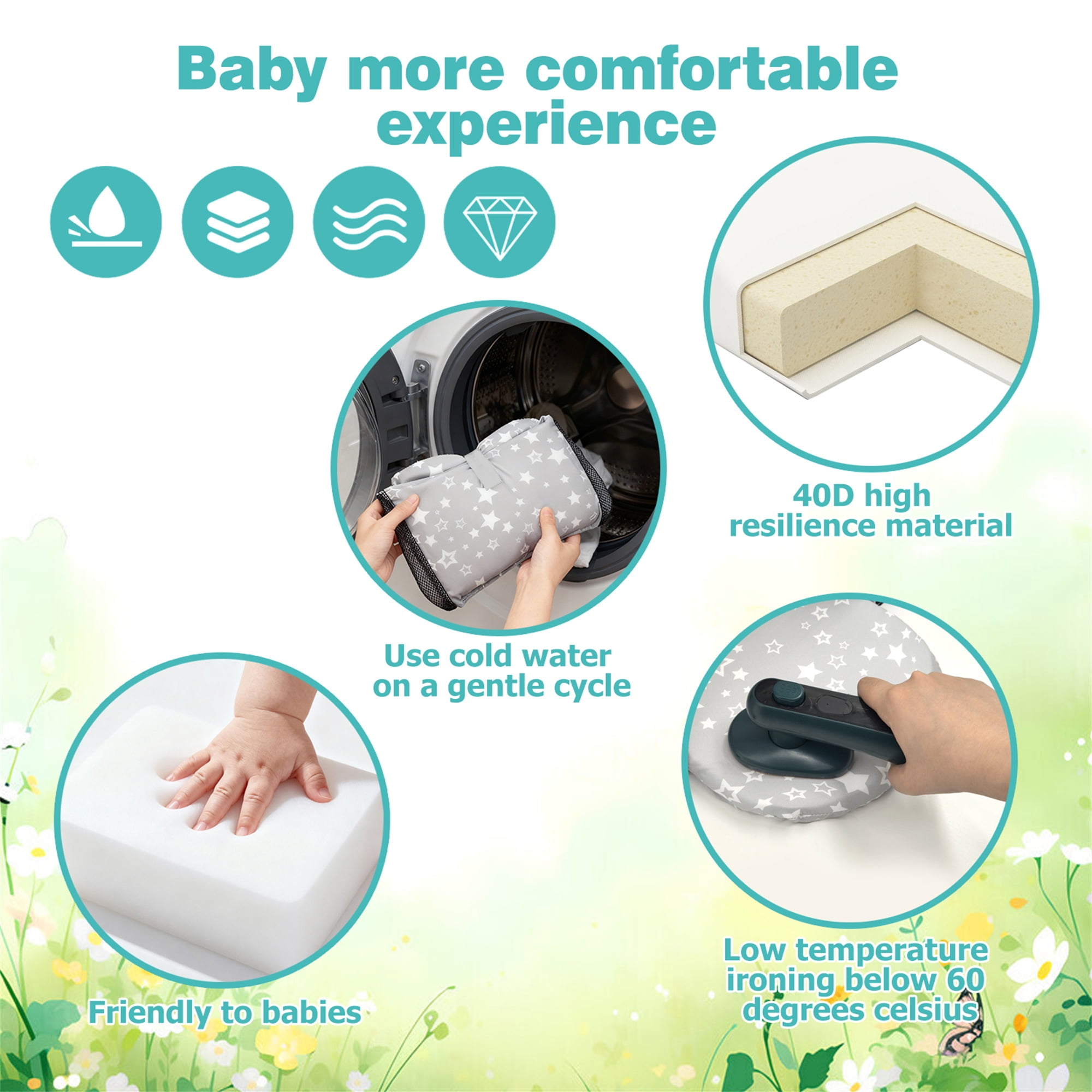 Baby Shopping Cart Cover 2 in 1 High Chair Cover with Clear Phone Pouch Thick Padded Machine Washable Reversible Pattern for Infant Toddler