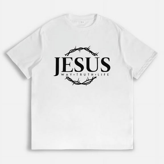 Mens Short Sleeve Jesus Print T Shirts Graphic Tees Round Neck Cotton Casual Tops White,3XL