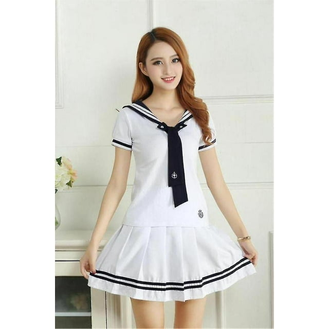 Traje de marinero japonés para niñas, uniforme escolar para estudiantes, traje bonito, camiseta + falda Lolita