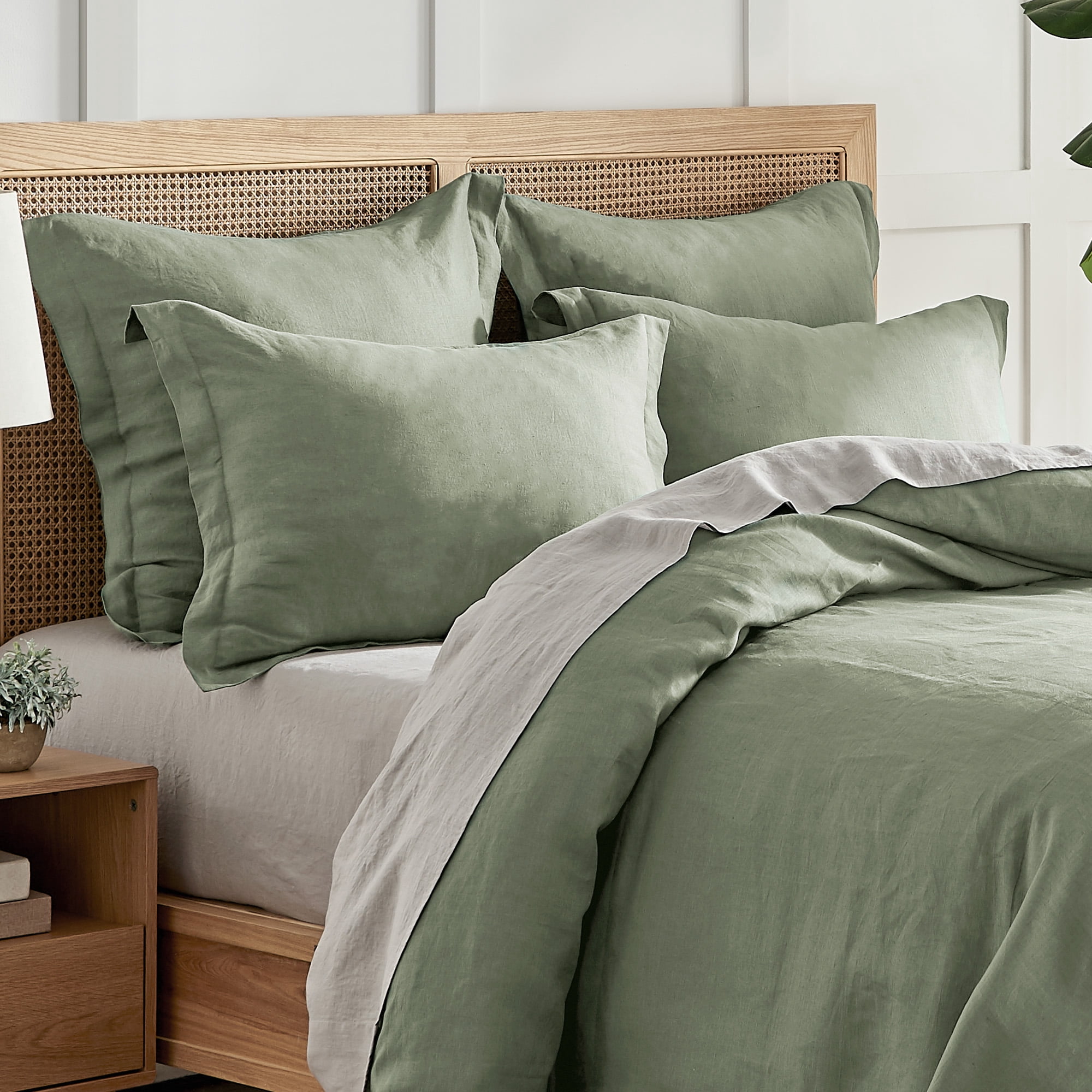 Levtex Home - 100% Linen - Twin Duvet Cover - Washed Linen - Sage Green - Duvet Cover Size (68x88in.)